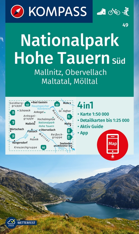 KOMPASS Wanderkarte 49 Nationalpark Hohe Tauern S&uuml;d, Mallnitz, Obervellach, Maltatal, M&ouml;lltal 1:50.000