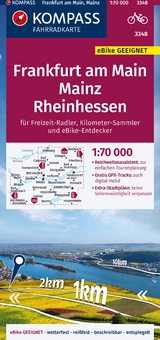 KOMPASS Fahrradkarte 3348 Frankfurt a.M., Mainz, Rheinhessen 1:70.000 - 