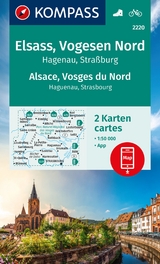 KOMPASS Wanderkarten-Set 2220 Elsass, Vogesen Nord, Hagenau, Stra&szlig;burg / Alsace, Vosges du Nord, Haguenau, Strasbourg (2 Karten) 1:50.000