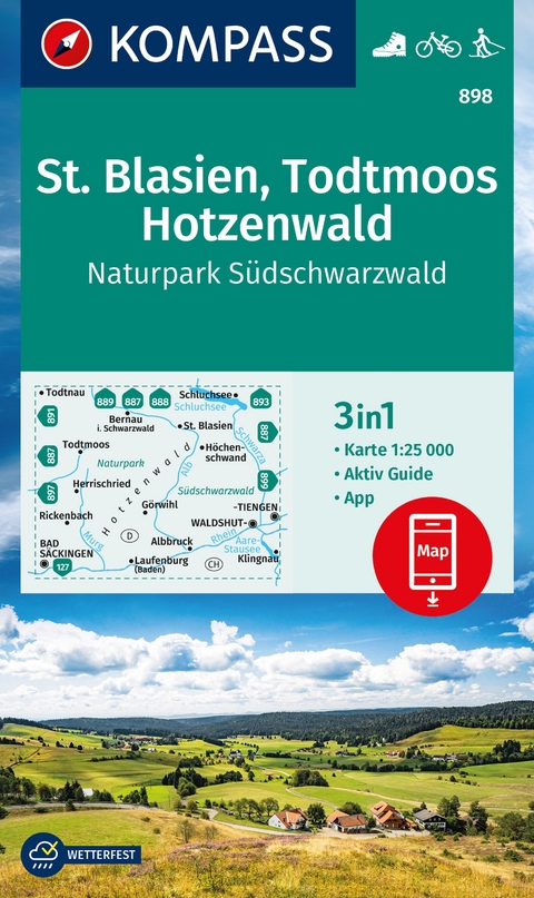 KOMPASS Wanderkarte 898 St. Blasien, Todtmoos, Hotzenwald, Naturpark S&uuml;dschwarzwald 1:25.000