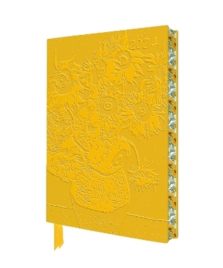 Vincent van Gogh: Sunflowers 2024 Artisan Art Vegan Leather Diary - Page to View with Notes