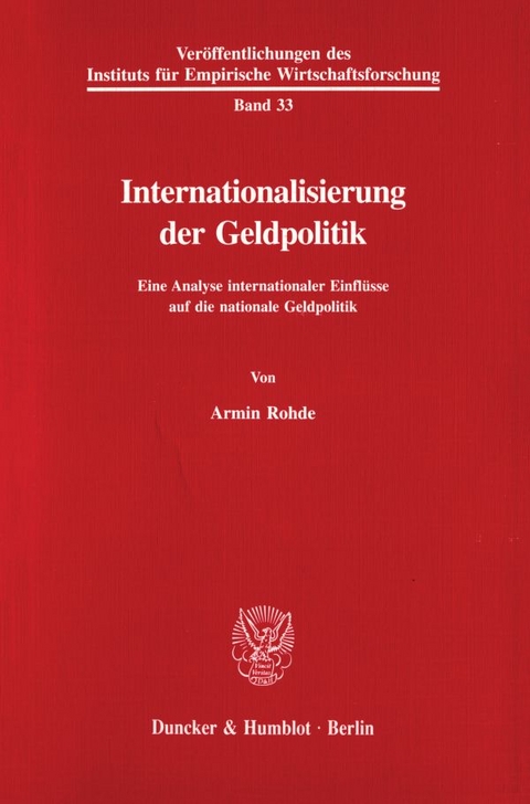 Internationalisierung der Geldpolitik. - Armin Rohde