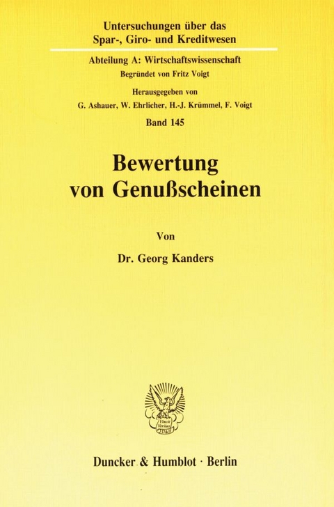 Bewertung von Genu&szlig;scheinen. - Georg Kanders
