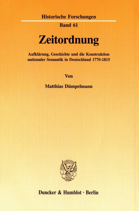 Zeitordnung. - Matthias D&uuml;mpelmann