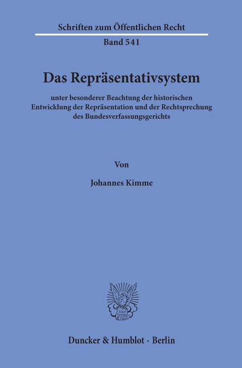 Das Repr&auml;sentativsystem - Johannes Kimme