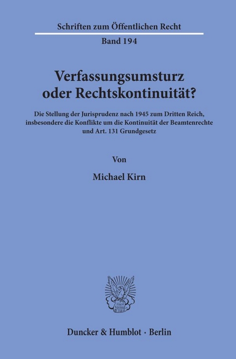 Verfassungsumsturz oder Rechtskontinuit&auml;t? - Michael Kirn