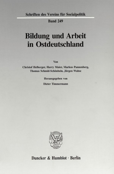 Bildung und Arbeit in Ostdeutschland. - 