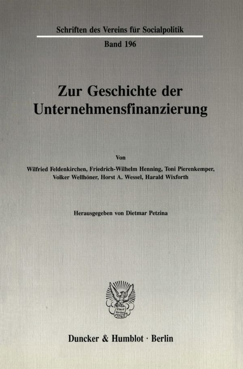 Zur Geschichte der Unternehmensfinanzierung. - 