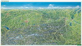 &Ouml;sterreich Panoramakarte, Sommer / Winter, Poster metallbest&auml;bt, freytag & berndt