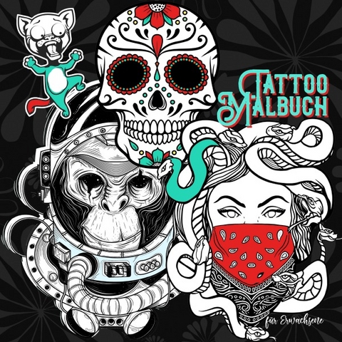 Tattoo Malbuch f&uuml;r Erwachsene - Musterst&uuml;ck Grafik