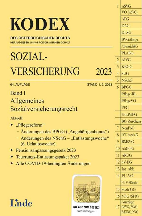 KODEX Sozialversicherung 2023, Band I - Elisabeth Brameshuber