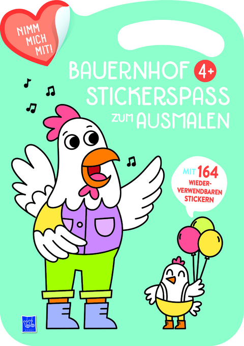 Bauernhof Stickerspa&szlig; zum Ausmalen 4+ (Cover blau, Henne), m. 164 Beilage