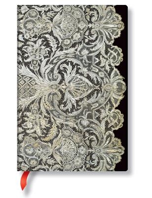 Ivory Veil (Lace Allure) Mini Lined Hardcover Journal (Elastic Band Closure)