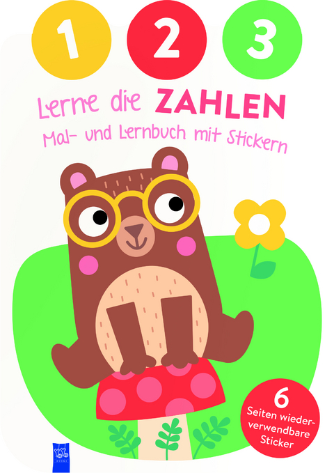 1,2,3 - Lerne die Zahlen - Mal- und Lernbuch mit Stickern (Cover B&auml;r)