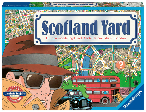 Ravensburger 27461 - Scotland Yard 40 Jahre Jubil&auml;umsedition - im Retro-Design - mit Abenteuerbuch - Abwechslungsreiches Familienspiel f&uuml;r Erwachsene und Kinder ab 8 Jahren, f&uuml;r 2-6 Spieler -  Projektteam III, Michael Schacht