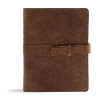 CSB Legacy Notetaking Bible, Tan Genuine Leather with Strap - CSB Bibles by Holman CSB Bibles by Holman
