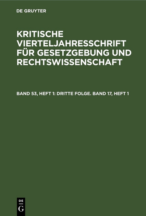 Dritte Folge. Band 17, Heft 1
