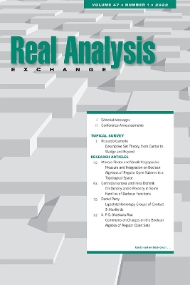 Real Analysis Exchange 47, no. 1