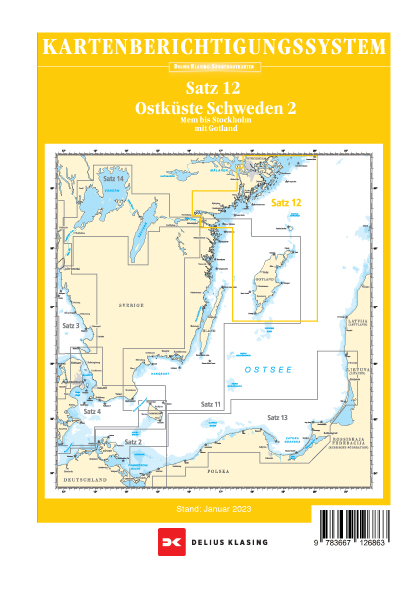 Berichtigung Sportbootkarten Satz 12: Ostk&uuml;ste Schweden 2 (Ausgabe 2023)