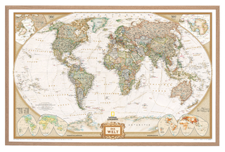 National Geographic Weltkarte auf Kork-Pinnwand in Deutsch, 90x60cm