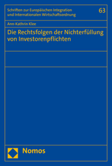 Die Rechtsfolgen der Nichterf&uuml;llung von Investorenpflichten - Ann-Kathrin Klee