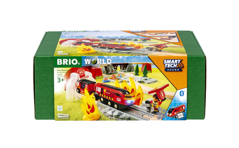 BRIO World &ndash; 36004 Smart Tech Sound Feuerwehreinsatz-Rettungsset | 41-teiliges Feuerwehrset mit batteriebetriebener Spielzeuglok f&uuml;r Kinder ab 3 Jahren