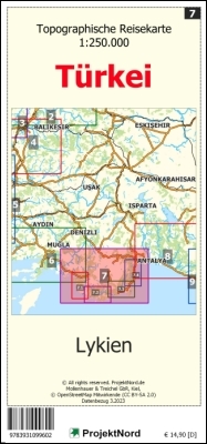 Lykien - Topographische Reisekarte 1:250.000 Türkei (Blatt 7)