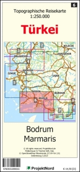 Bodrum - Marmaris - Topographische Reisekarte 1:250.000 T&uuml;rkei (Blatt 6) - Jens Uwe Mollenhauer