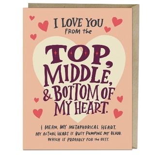 6-Pack Em & Friends Love You Top Middle Bottom Greeting Cards
