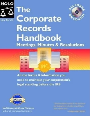 Corporate Records Handbook "With CD" - Anthony Mancuso