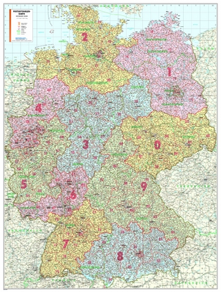Postleitzahlenkarte Deutschland als Poster