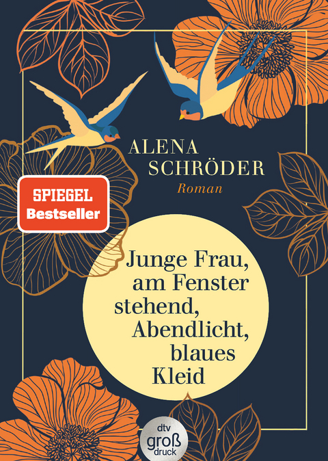 Junge Frau, am Fenster stehend, Abendlicht, blaues Kleid - Alena Schr&ouml;der
