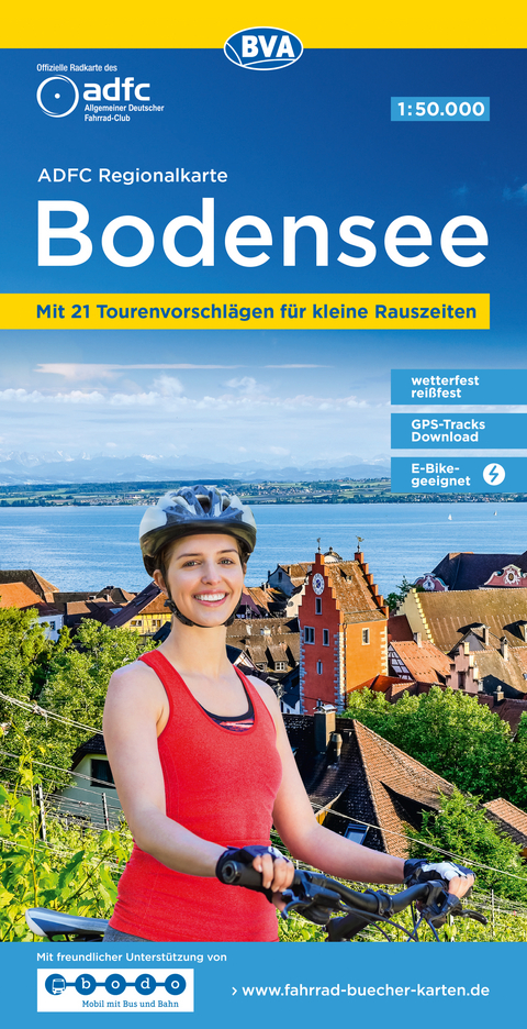 Bodensee, 1:50.000, reißfest - wetterfest, GPS-Tracks Download, E-Bike geeignet