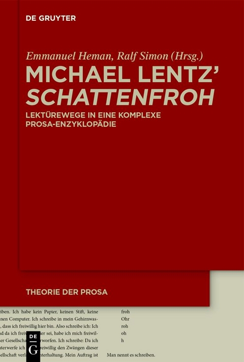 Michael Lentz' &rsaquo;Schattenfroh&lsaquo; - 