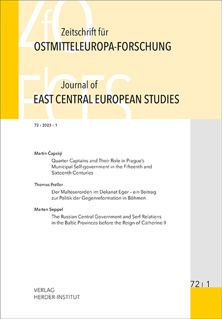 Zeitschrift f&uuml;r Ostmitteleuropa-Forschung (ZfO) 72/1 / Journal of East Central European Studies (JECES) - 
