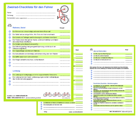 Checkliste für Fahrräder und Ebikes - Dr. Gabriele Baatz