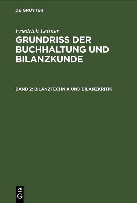 Bilanztechnik und Bilanzkritik