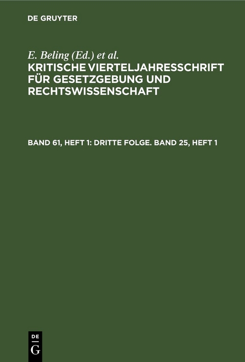 Dritte Folge. Band 25, Heft 1