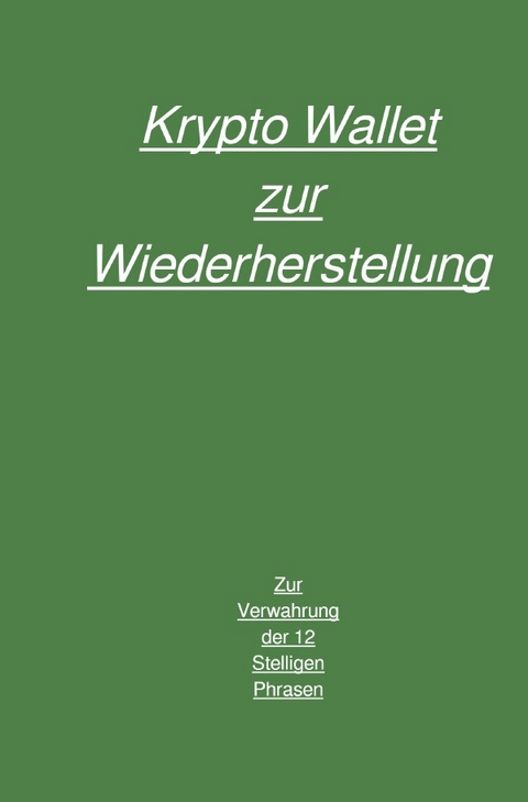 Krypto Wallet zur Wiederherstellung - Peter Falk