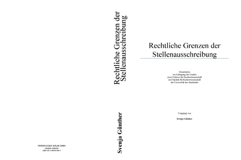 Rechtliche Grenzen der Stellenausschreibung - Svenja G&uuml;nther