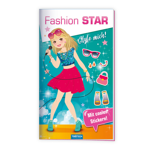 Tr&ouml;tsch Malbuch Stickermalbuch Fashion-Star Popstar - 