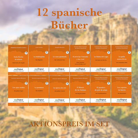 12 spanische B&uuml;cher (B&uuml;cher + 12 Audio-CDs) - Lesemethode von Ilya Frank -  Cuentos, Gustavo Adolfo B&eacute;cquer, Federico Garc&iacute;a Lorca, Joaqu&iacute;n Dicenta, Juan Valera