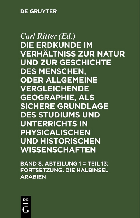 Fortsetzung. Die Halbinsel Arabien