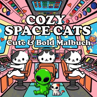 Katzen Malbuch - Cozy Malbuch - Space Cats: Katzen im Weltraum Cute & Chill Süßes Malbuch