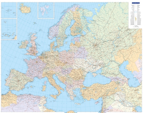 K&uuml;mmerly+Frey Europakarte politisch Poster 1:4,5 Mio.