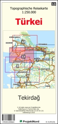 Tekirdag - Topographische Reisekarte 1:250.000 T&uuml;rkei (Blatt 13) - Jens Uwe Mollenhauer