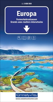 K&uuml;mmerly+Frey Strassenkarte Europa Fernverkehrsstrassen 1:3,6 Mio.