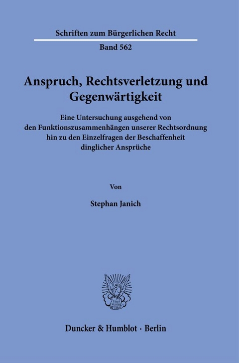 Anspruch, Rechtsverletzung und Gegenw&auml;rtigkeit. - Stephan Janich