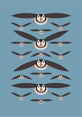 Flying Puffins A5 Hardback Notebook