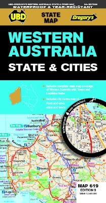 Western Australia State & Cities Map 619 9th ed waterproof -  UBD Gregory's